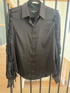 Generation Love Black Ruffle-Trim Button Shirt